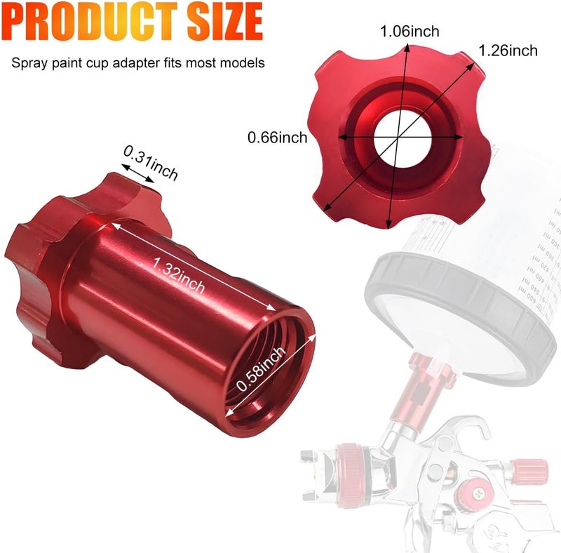 Yourkar Spray Gun Cup Adapter, M16 Durable Aluminum Female Spray Paint Gun Cup Adapter Replacement, Spray Gun Cup Adapter Pitch 1.5mm Fit for PRO-88 LT300 W400, Car Accessories - Image 2